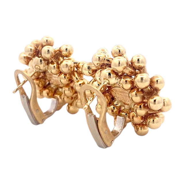 1990s Vintage Chiampesan 18k Yellow Gold Beaded Earrings - Set of 2 For Sale - Image 4 of 9
