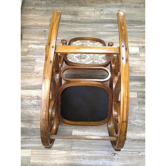 Wood 1970s Price Products Ornate Tapestry Upholstered Bentwood Rocking Chair For Sale - Image 7 of 11