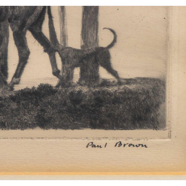 Traditional Paul Desmond Brown Fox Hunting Scene Drypoint For Sale - Image 3 of 7