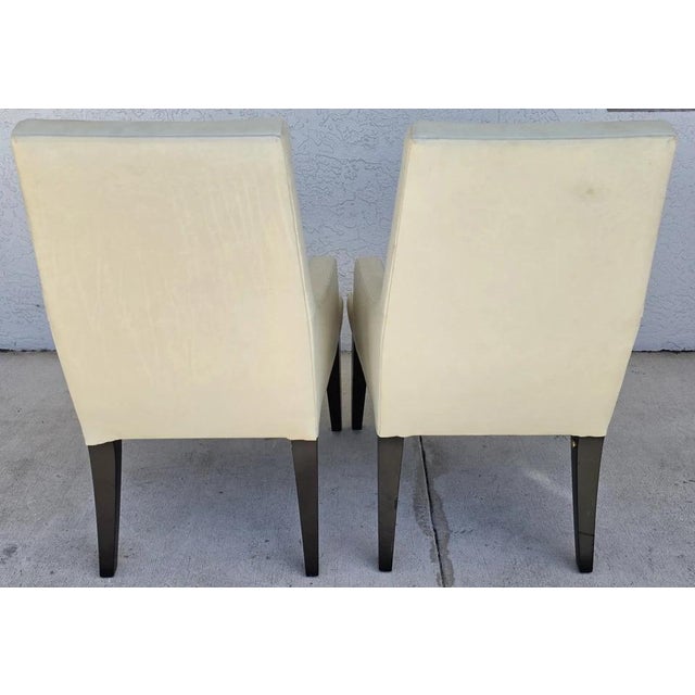 Henredon Barbara Barry for Henredon Leather Dining Accent Armchairs Set of 2 For Sale - Image 4 of 18
