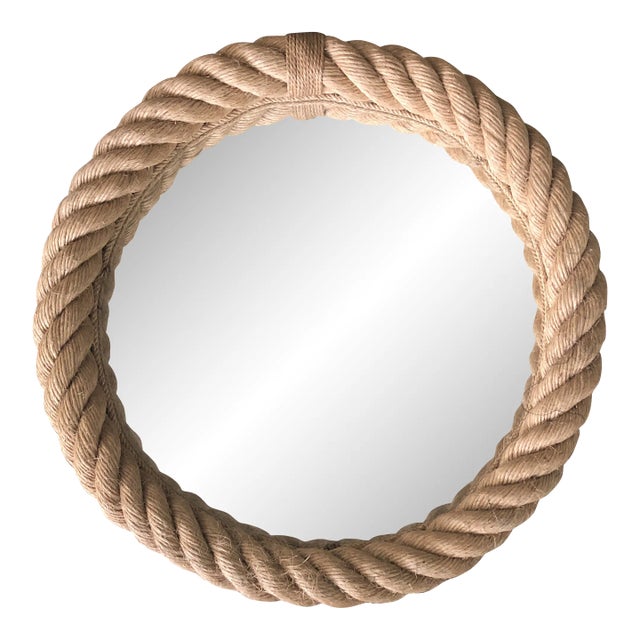 Mid-Century Round Rope Mirror Adrien Audoux and Frida Minet For Sale