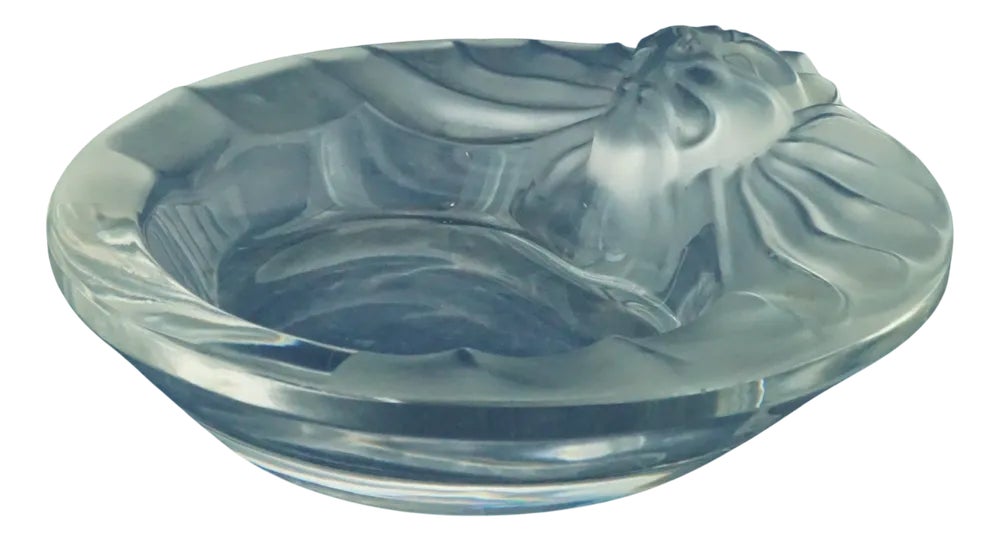 LALIQUE PARIS クリスタル 灰皿 20th Century Art Deco Crystal Ashtray with Bas-Relief Lion by Renè