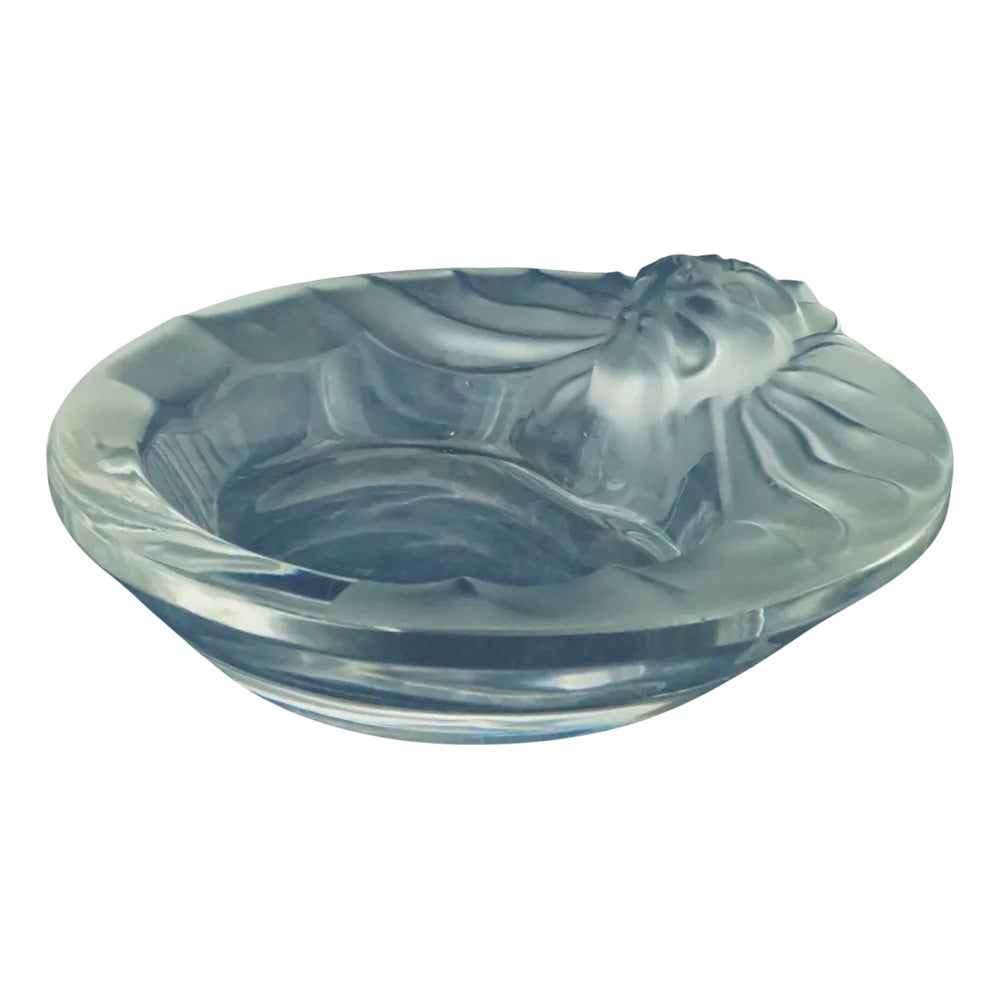 Lalique Crystal ラリック　ライオン　ヘッド　灰皿　未使用　美品 20th Century Art Deco Crystal Ashtray with Bas-Relief Lion by Renè