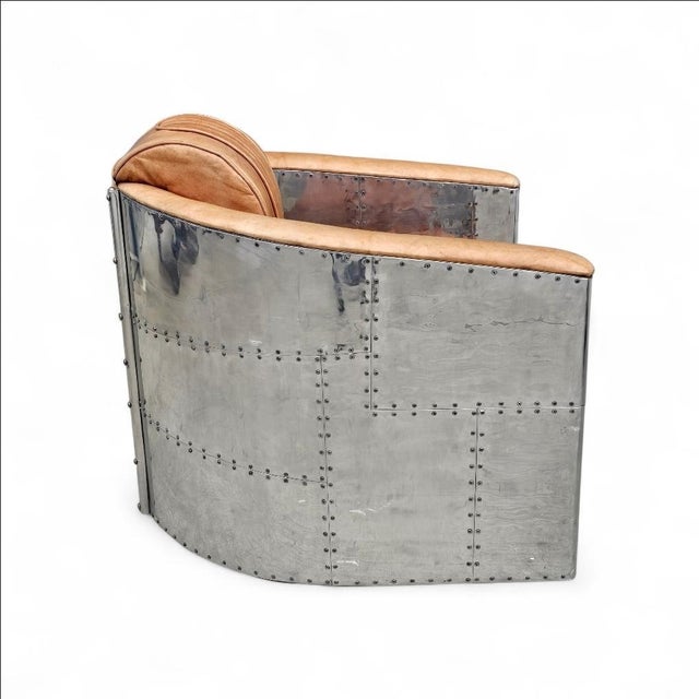 Aviator Club Chair in Brown Distressed leather For Sale - Image 14 of 18