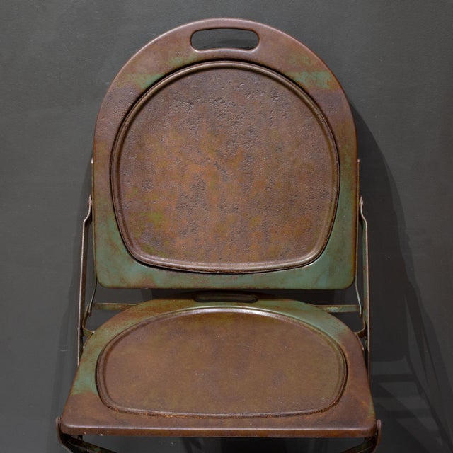 Set of Four Prohibition Era Indusrial Metal Folding Chairs c.1920 For Sale - Image 15 of 18