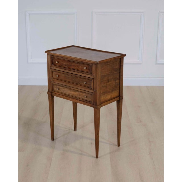 Mid 20th Century French 20th Century Louis XVI Style Walnut Bedside Table For Sale - Image 5 of 7