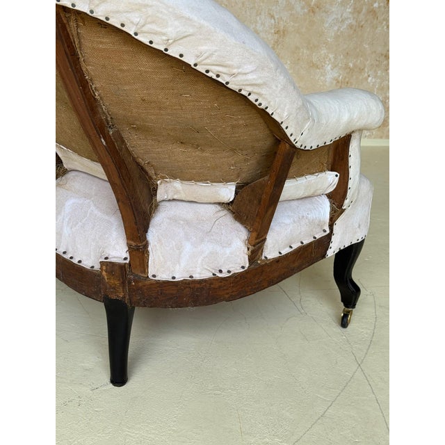 Small Scale French 19th C Napoleon III Settee in Muslin For Sale - Image 10 of 12