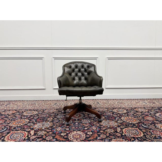 About this Classic English Wade Chesterfield Desk Chair Classic and Elegant | Antique office chairs in English, Classic...