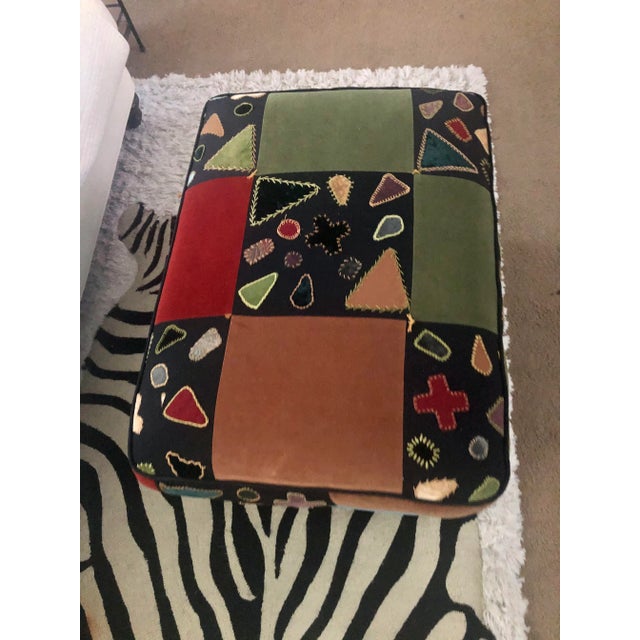 Vintage Multi Colored Upholstered Ottoman For Sale In Houston - Image 6 of 11