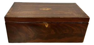 Antique English Box With Shell Design Inlay