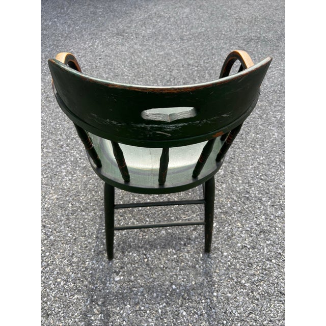 Antique Pennsylvania Paint Decorated Barrel Back Windsor Armchair, Circa 1890’s For Sale - Image 9 of 12