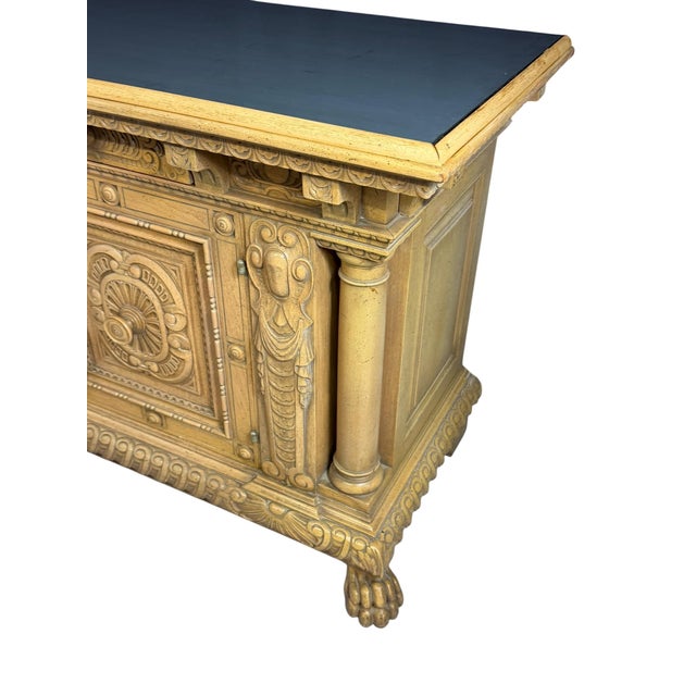 Antique Renaissance Revival Carved Oak Credenza, 1950s For Sale - Image 14 of 18