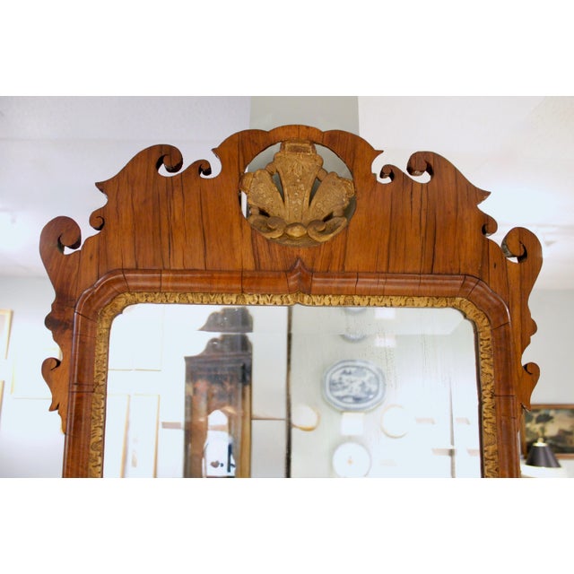 Mid 18th Century George II Period Walnut and Parcel Gilt Mirror With Carved and Gilt Shell Crest For Sale - Image 5 of 11
