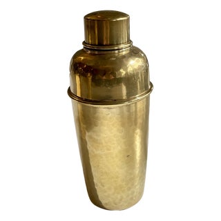 MCM Brass Cocktail Shaker in Hammered Finish, 1950s For Sale