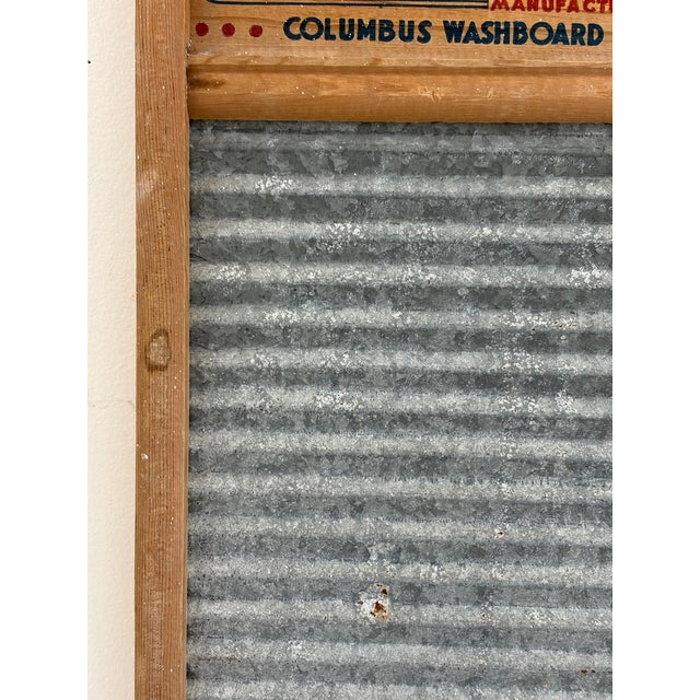Vintage MorValu Columbus Washboard Co. Galvanized Metal & Wood Washboard For Sale In Orlando - Image 6 of 18