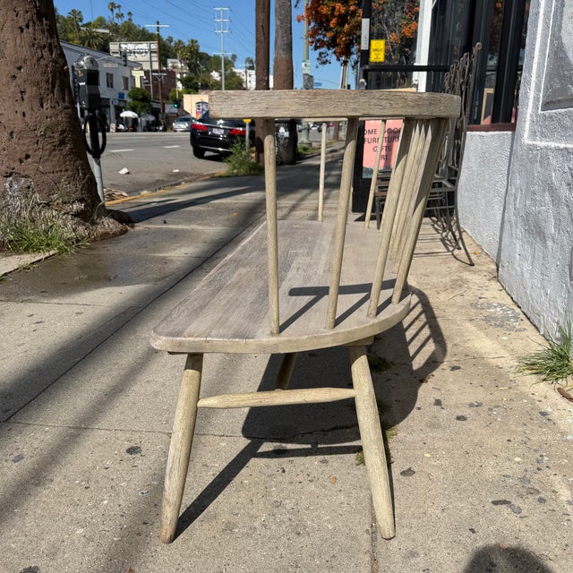 Farmhouse Vintage Spindle Back Windsor Bench For Sale - Image 3 of 12