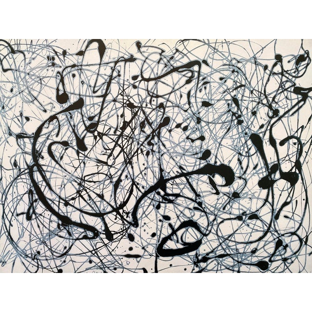 Jackson Pollock Vintage 1998 Abstract Expressionist Lithograph Print Framed Modernist Exhibition Poster " Number 14 : Gray " 1948 For Sale - Image 14 of 17
