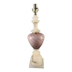 Mid 20th Century Hollywood Regency Murano Attributed Cased Glass Amethyst Swirl Marble Banquet Table Lamp