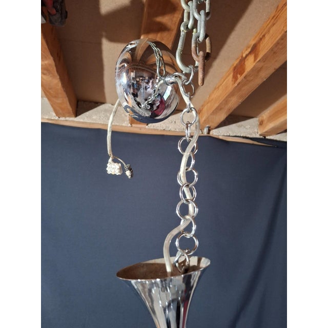 Metal Vintage Chandelier in Chrome Metal and Thick Glass, 1960s For Sale - Image 7 of 9