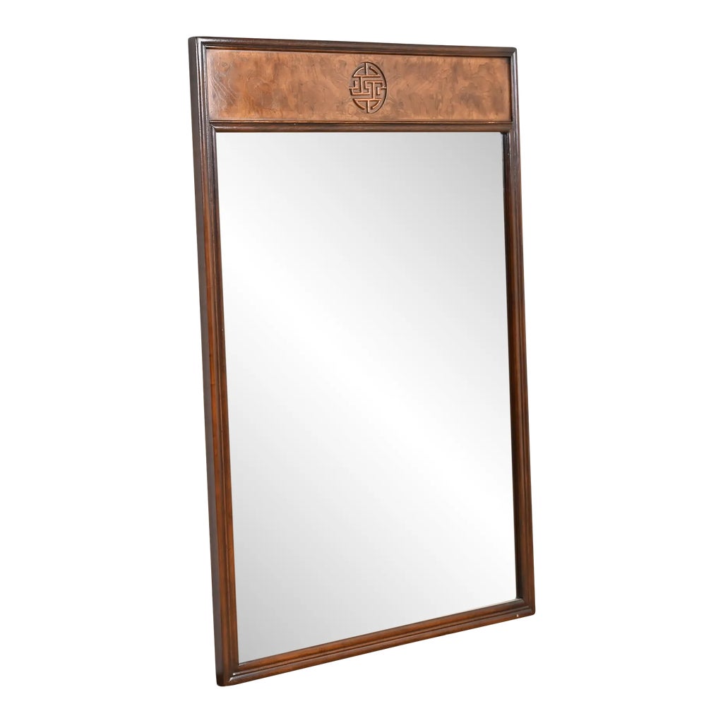 Drexel Heritage Hollywood Regency Chinoiserie Walnut and Burl Wood