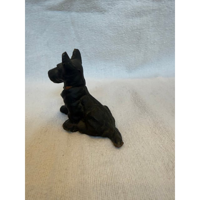 Art Deco 1920s Cast Iron Terrier Hubley With Faded Red Collar For Sale - Image 3 of 12