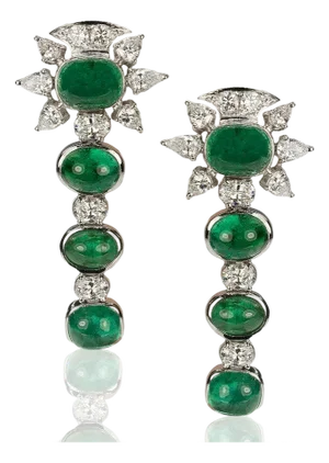Late 20th Century Pair of 18k Emerald Earrings