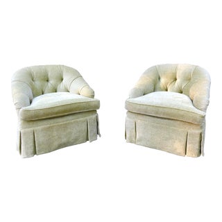 1990s Vintage Green Club Chairs- A Pair For Sale