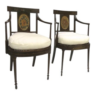 Hepplewhite Painted Arm Chairs c 1790 CH.1086 - a Pair For Sale