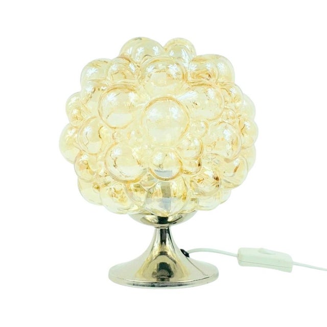 Gold Mid-Century Modern Amber Bubble Glass Table Lamp by Helena Tynell, Germany, 1960s For Sale - Image 8 of 8