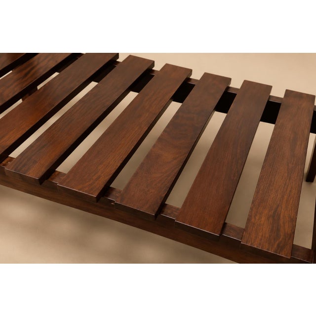 Brazilian Modern Bar Cart in Imbuia Wood With Two Tiers and Slatted Shelf, Brazil, 1960s For Sale - Image 11 of 18