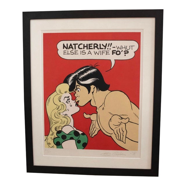 1970s Large Al Capp Li'l Abner Daisy Mae Signed & Numbered Silk Screen Print, Framed For Sale
