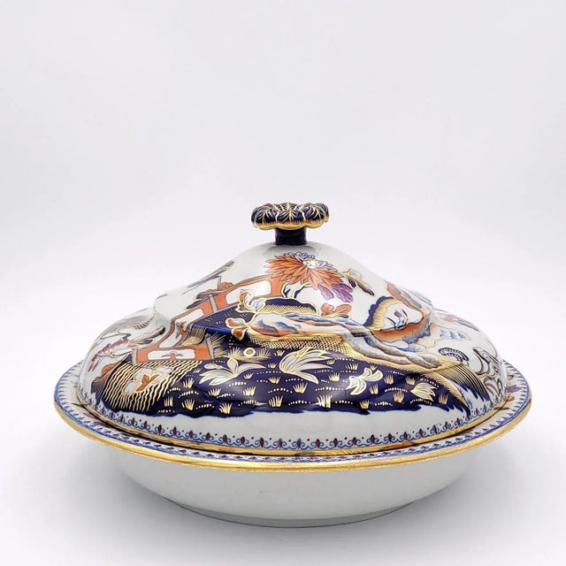 A mid-19th century English Davenport covered dish in the "crane" pattern. We have several other pieces is in pattern.
