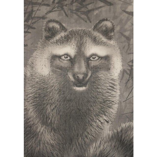 "Raccoons and the Moon", Taisho to Early Showa Era Japanese Ink Scroll Painting For Sale In Dallas - Image 6 of 18