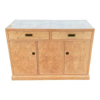 Drexel Heritage Olive Ash Burl Rolling Server Buffet or Bar Cart With Extendable Sliding Top For Sale