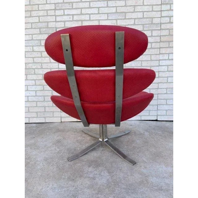MCM Corona Chair by Poul M. Volther Newly Reupholstered in Embossed Red Leather For Sale In Chicago - Image 6 of 9