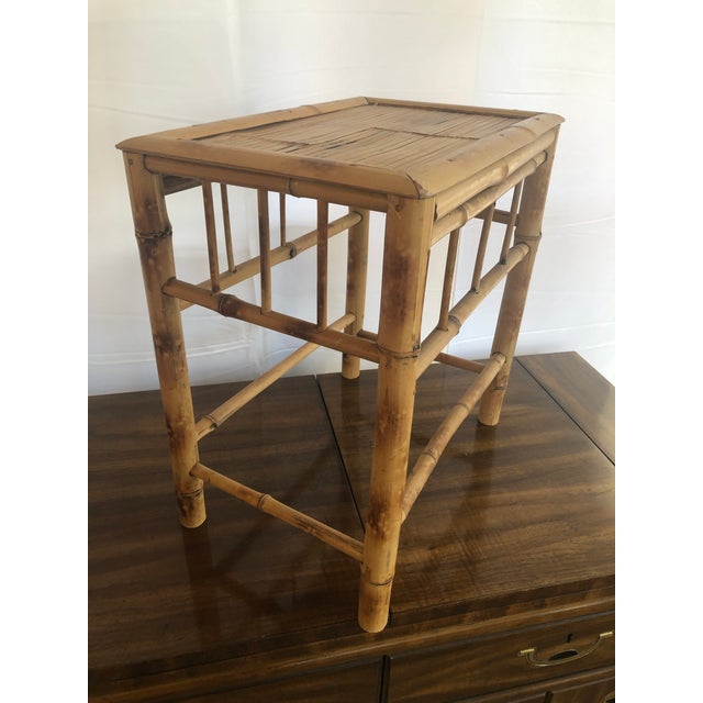 Vintage Bamboo Side Table in Tortoise Style Finish Chairish