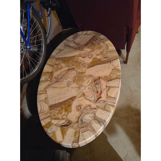 1970s Beautiful Vintage Tessellated Brown Onyx Coffee Table For Sale - Image 5 of 5