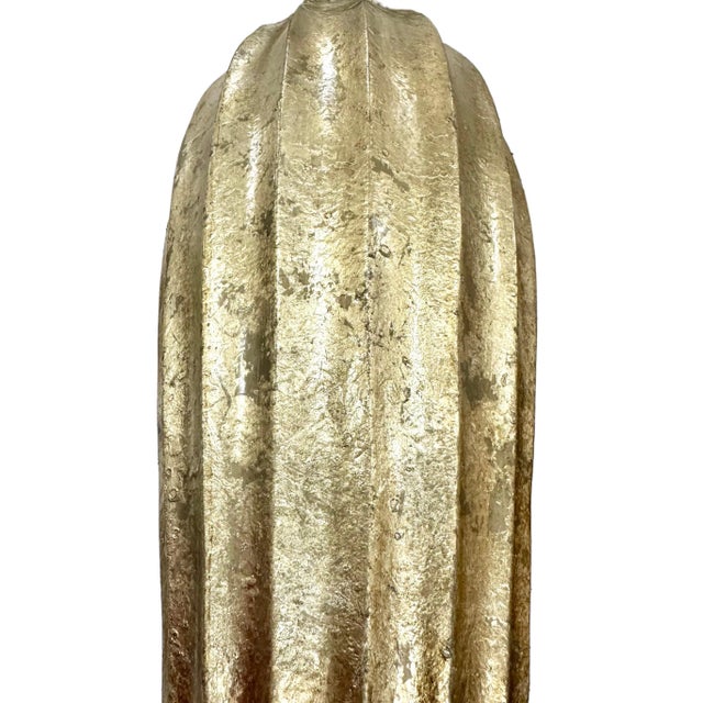 Vintage Gold Leaf Fluted Table Lamp With Linen Shade For Sale - Image 11 of 12