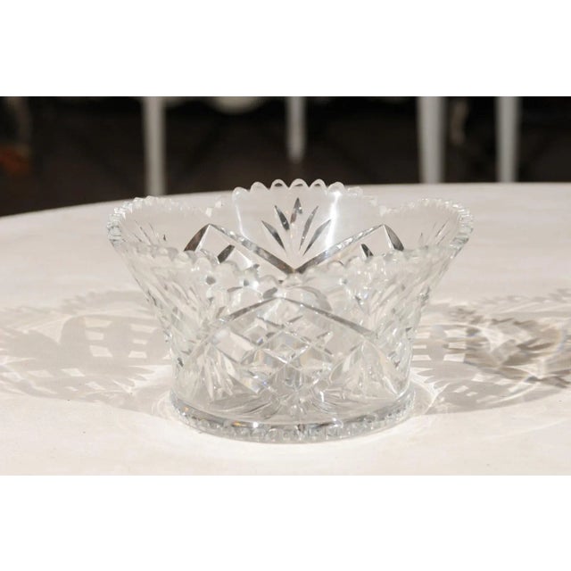 Circa 1900 English Cut Crystal Bowl with Scalloped Top & Diamond Motifs For Sale In Atlanta - Image 6 of 12