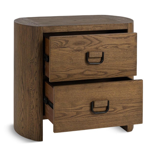 Mod Rounded Medium Oak Nightstand For Sale - Image 10 of 15