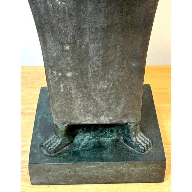 Modern Monumental French Moderne Verdigris Bronze Vase , Manner of Gilbert Poillerat For Sale - Image 3 of 18