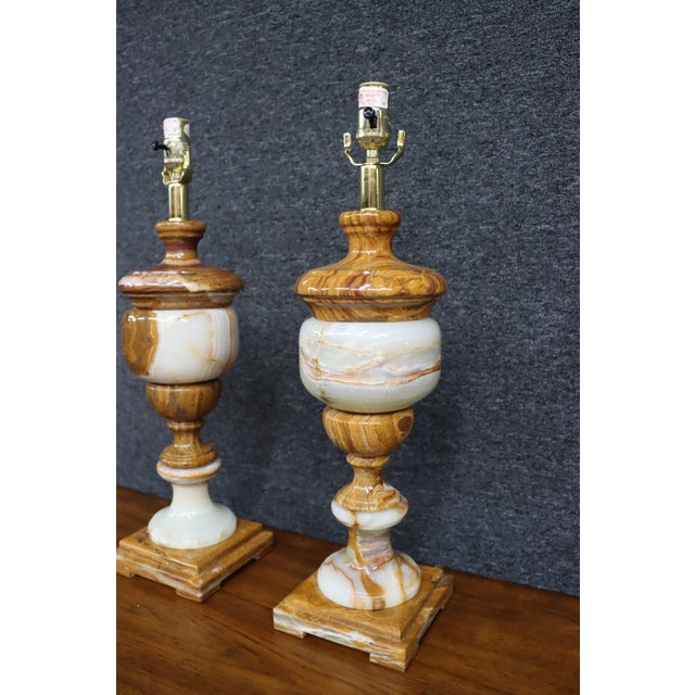 Pair of Italian Neoclassical Alabaster Table Lamps For Sale - Image 9 of 11