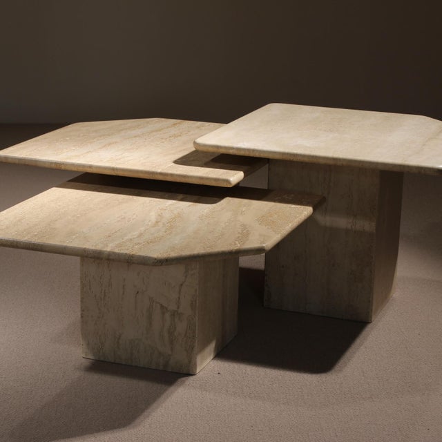 Nesting Table in Travertine, 1970s, Set of 3 For Sale - Image 9 of 15