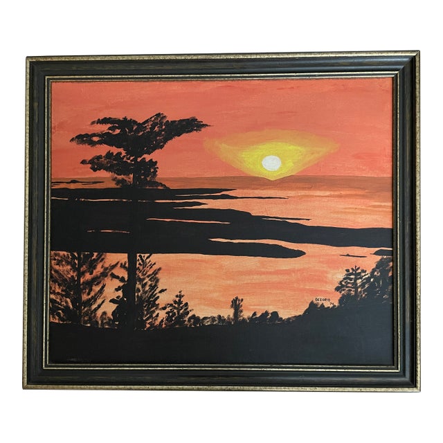 1974 Original Florida Highwayman Framed Sunset Painting by Deiorio For Sale