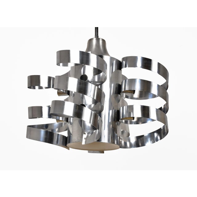 Chromed Steel and Aluminum Cyclone Pendant by Max Sauze for Sciolari, 1960s For Sale - Image 9 of 10