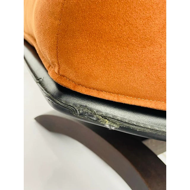 Orange Vintage Chair & Ottoman Made in Italy by Giorgio Saporiti For Sale - Image 8 of 12