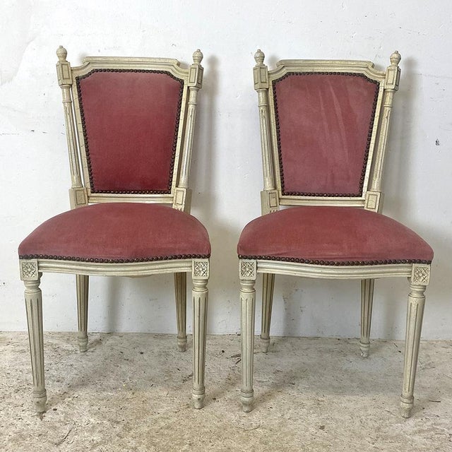 Textile Louis XVI Style Side Chairs, Set of 2 For Sale - Image 7 of 13