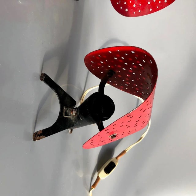 Vintage Red Perforated Shade Table Lamp by Ernest Igl, 1950s For Sale - Image 15 of 18