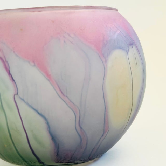 Mid 20th Century Vintage Hand Painted Art Glass Sphere Vase - Deco Art Designs, Canada For Sale - Image 5 of 9