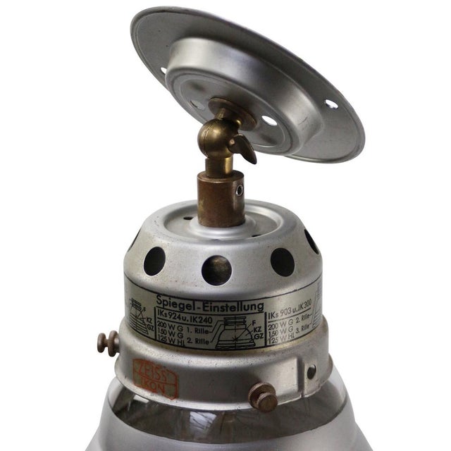 Silver Vintage Industrial Zeiss Ikon Ik180 Mercury Mirror Glass Wall Light For Sale - Image 8 of 10